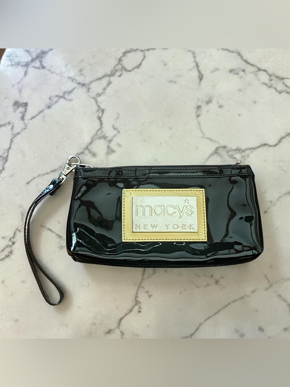 Macy's New York Black Patent Wristlet